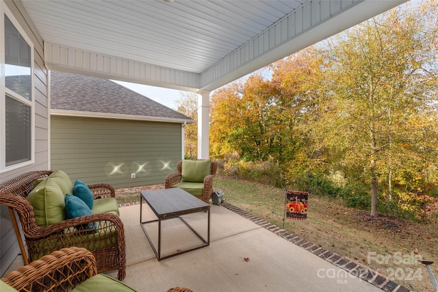 view of patio featuring an outdoor hangout area