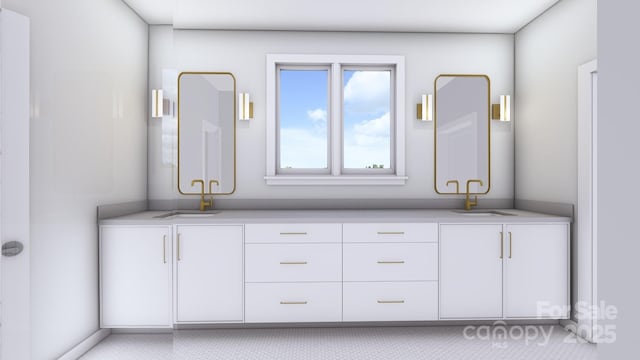 full bath with double vanity and a sink