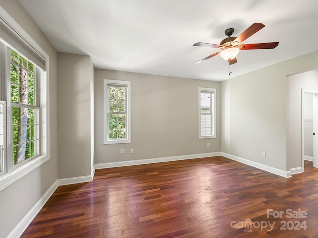 empty room with a wealth of natural light and dark wood-type flooring