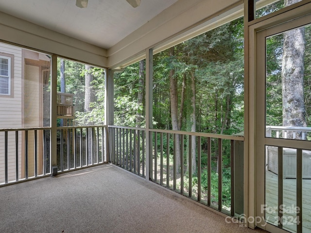 view of unfurnished sunroom