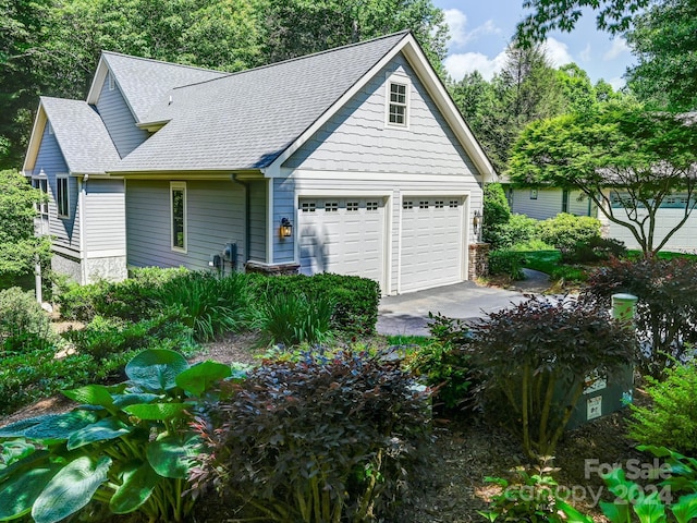 exterior space with a garage