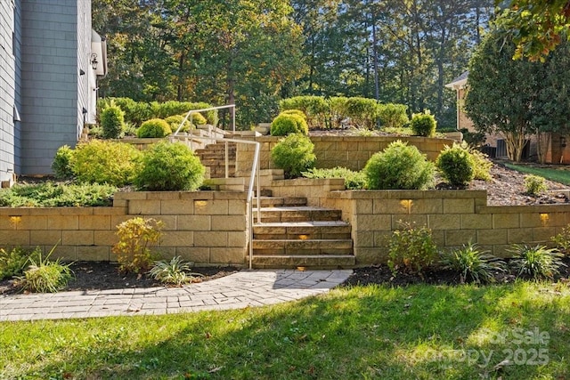 view of yard with stairway