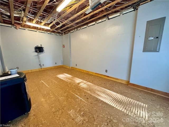 basement with electric panel