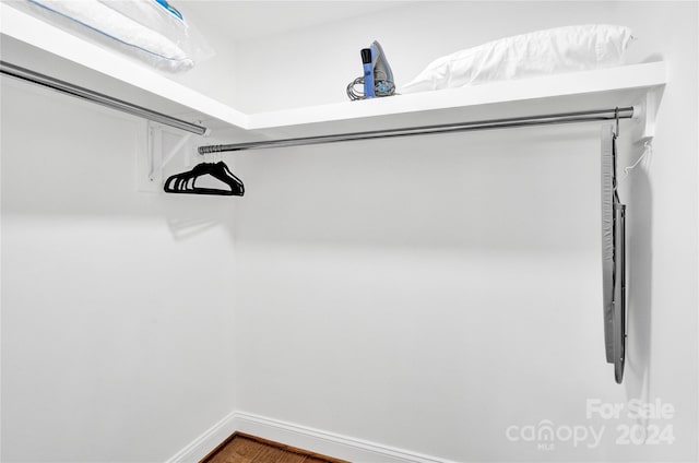 walk in closet with wood-type flooring