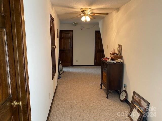 corridor with light colored carpet