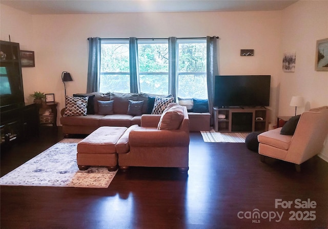 living room with wood finished floors