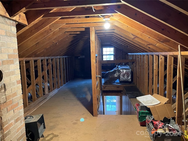 view of unfinished attic