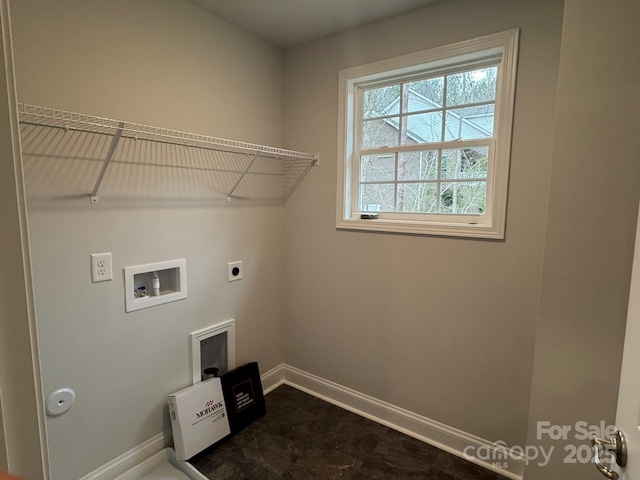 washroom with washer hookup and electric dryer hookup