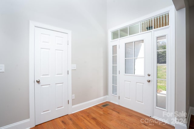 entryway with a healthy amount of sunlight and wood-type flooring