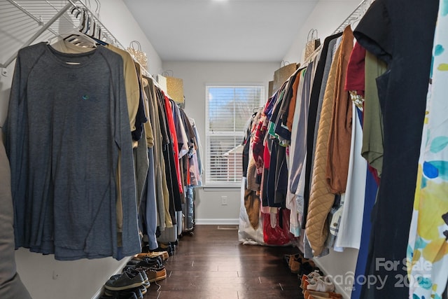 spacious closet with wood finished floors