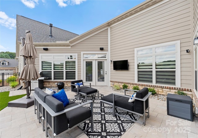 view of patio featuring an outdoor living space