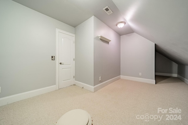 additional living space featuring light carpet and lofted ceiling