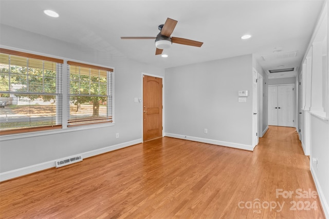 1532 Starbrook Dr, Charlotte, NC 28210 - spare room featuring light wood-type flooring, baseboards, recessed lighting, and a ceiling fan