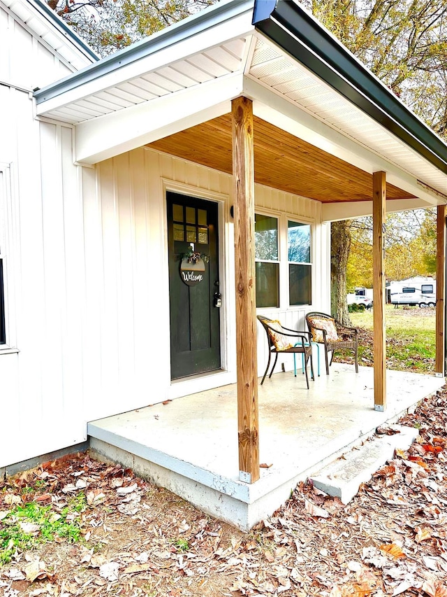 entrance to property with a porch