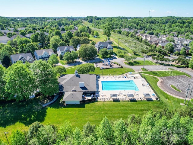 bird's eye view with a residential view