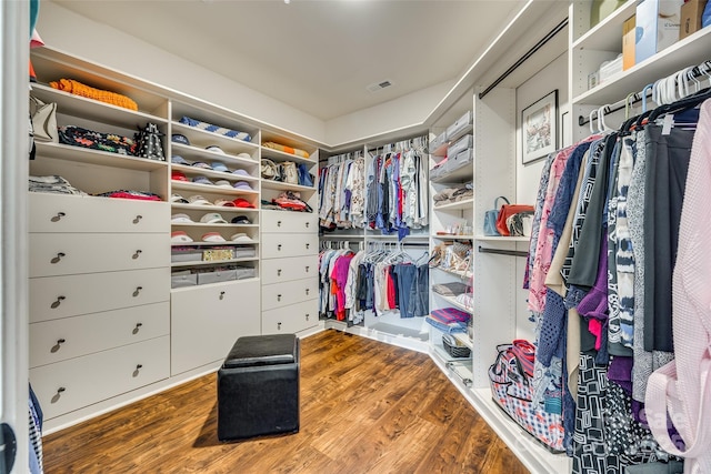 walk in closet featuring hardwood / wood-style floors