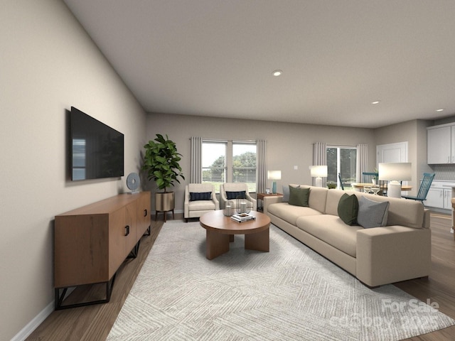 living room featuring light hardwood / wood-style floors