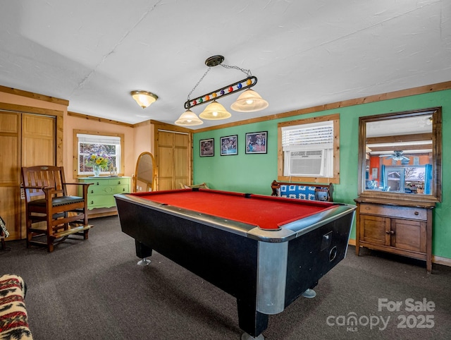 226 Mcswain Rd, Forest City, NC 28043 - rec room featuring billiards, dark carpet, and cooling unit
