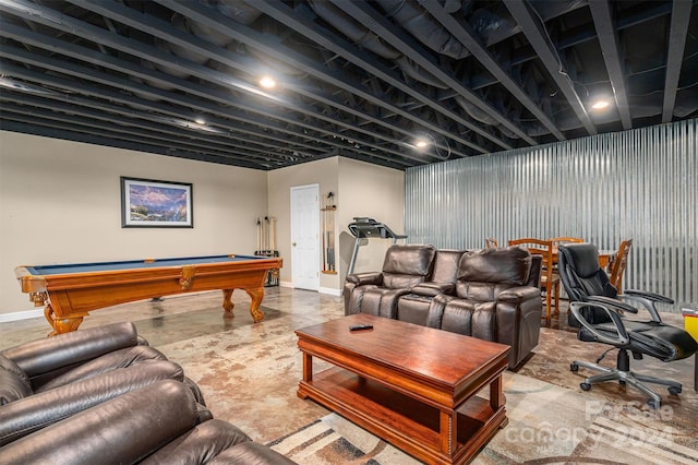 recreation room with pool table