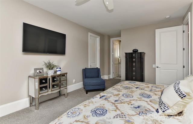 bedroom featuring carpet and ceiling fan