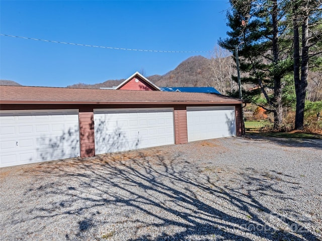 garage with a mountain view