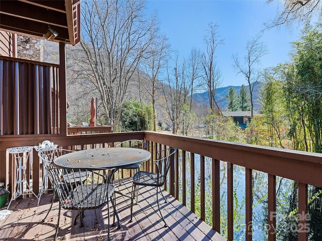 deck featuring a mountain view