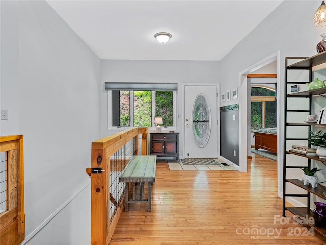 entrance foyer with light hardwood / wood-style flooring