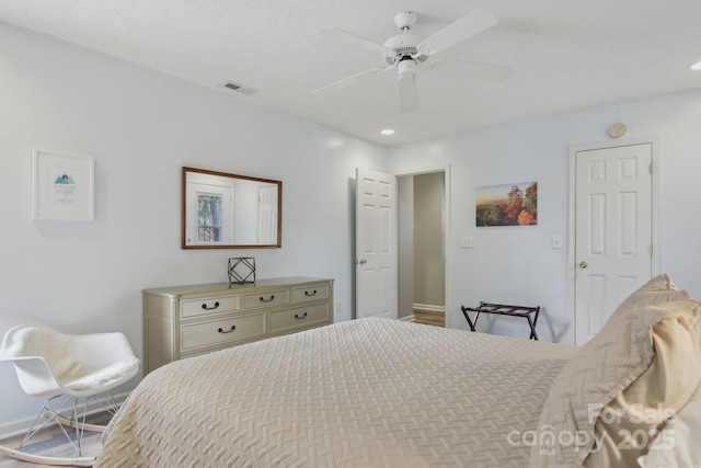 bedroom featuring ceiling fan