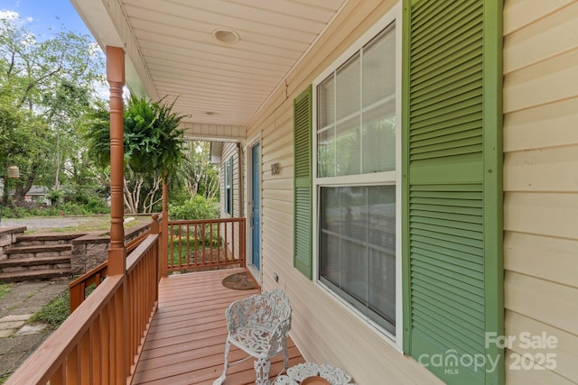 deck featuring a porch