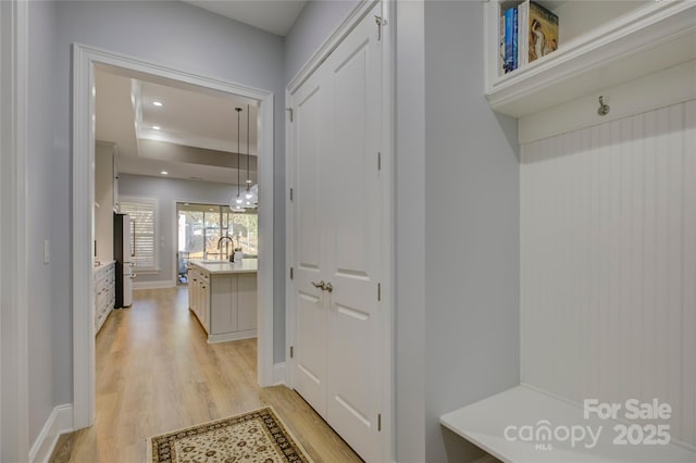 mudroom featuring light wood-type flooring