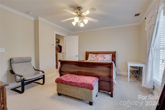 4335 Laurel Hill Ln, Charlotte, NC 28217 - bedroom with ceiling fan, crown molding, and light carpet