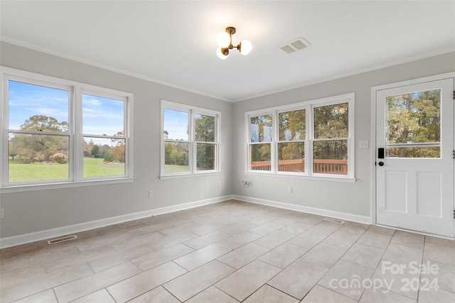 view of unfurnished sunroom