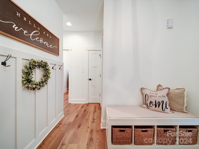 mudroom with light wood-type flooring