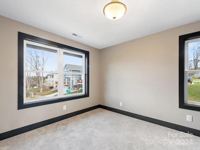 carpeted empty room featuring a wealth of natural light