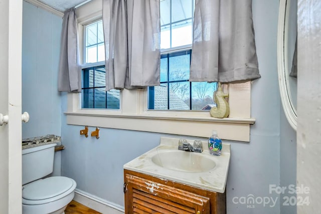 bathroom featuring vanity and toilet