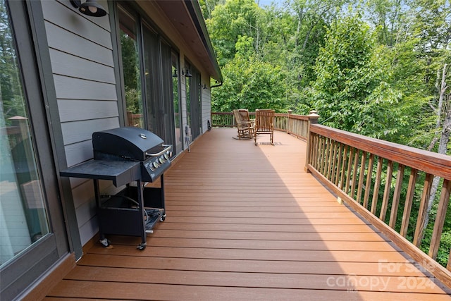 deck with a grill