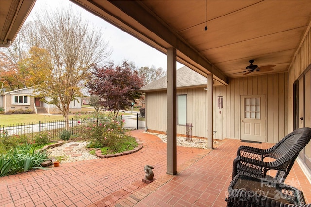 view of patio / terrace featuring ceiling fan