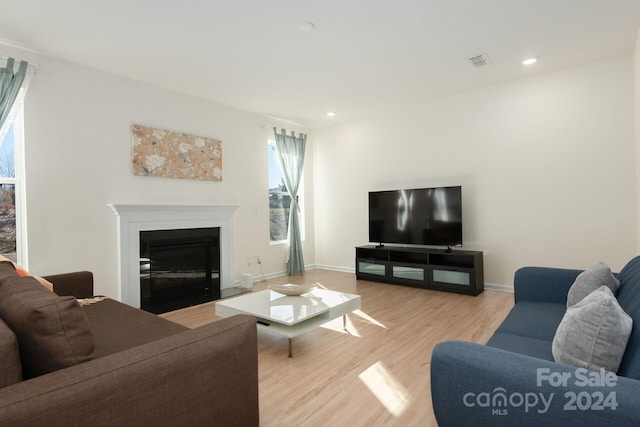 living room featuring light hardwood / wood-style floors