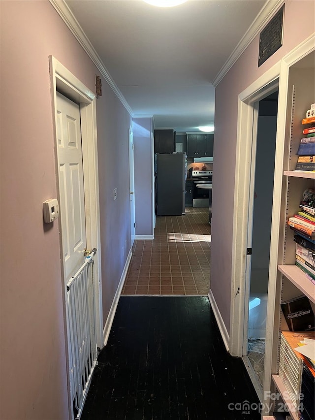 hallway with ornamental molding