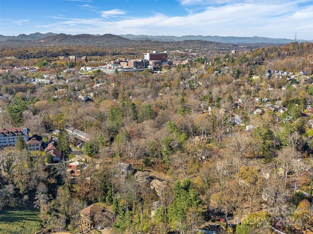 bird's eye view with a mountain view