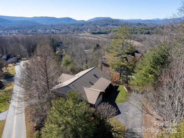 aerial view featuring a mountain view