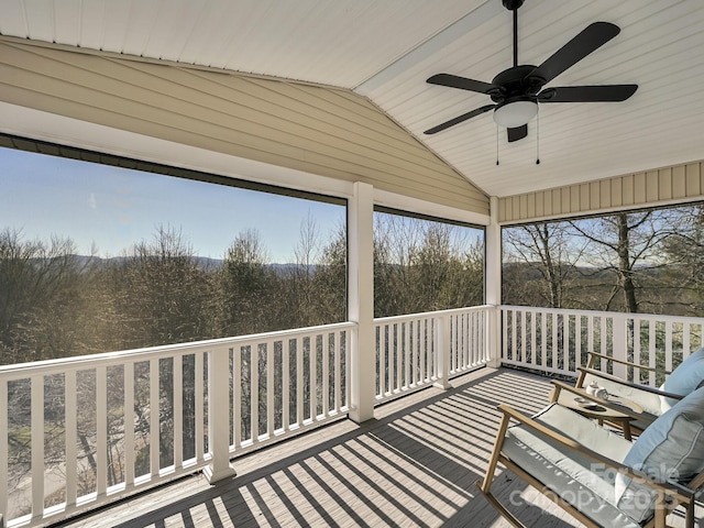 wooden terrace with ceiling fan