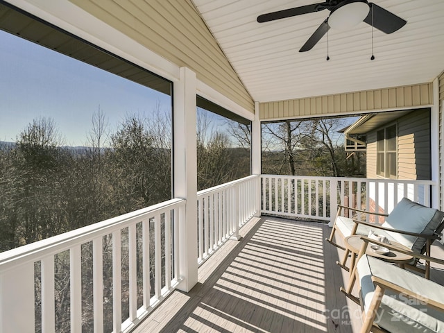 balcony with ceiling fan