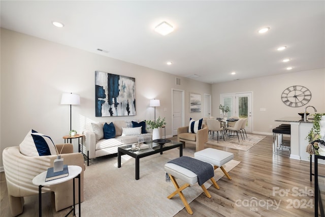 living room featuring light hardwood / wood-style floors