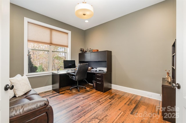 office featuring light hardwood / wood-style floors