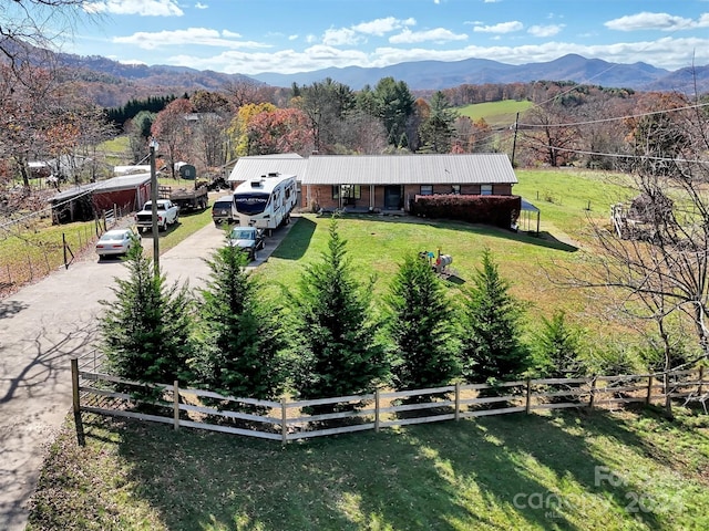 aerial view featuring a mountain view