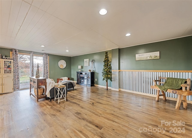 sitting room featuring light wood-type flooring