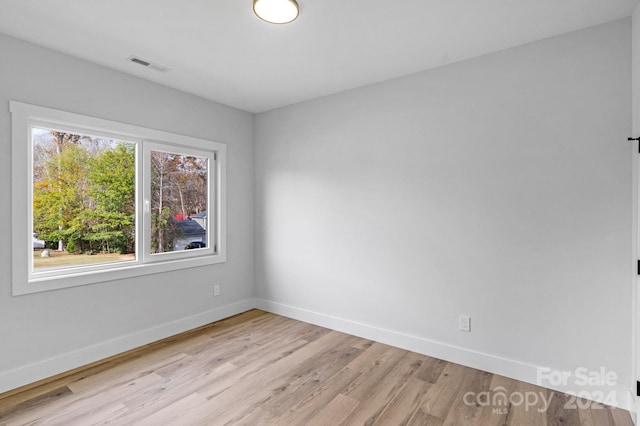 spare room with light wood-type flooring and a wealth of natural light