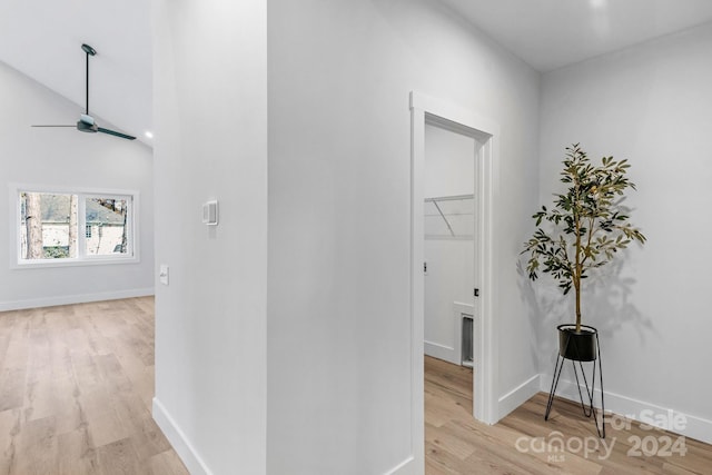 hallway featuring light wood-type flooring