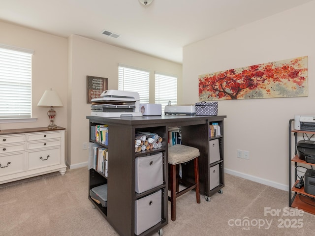 view of carpeted office space